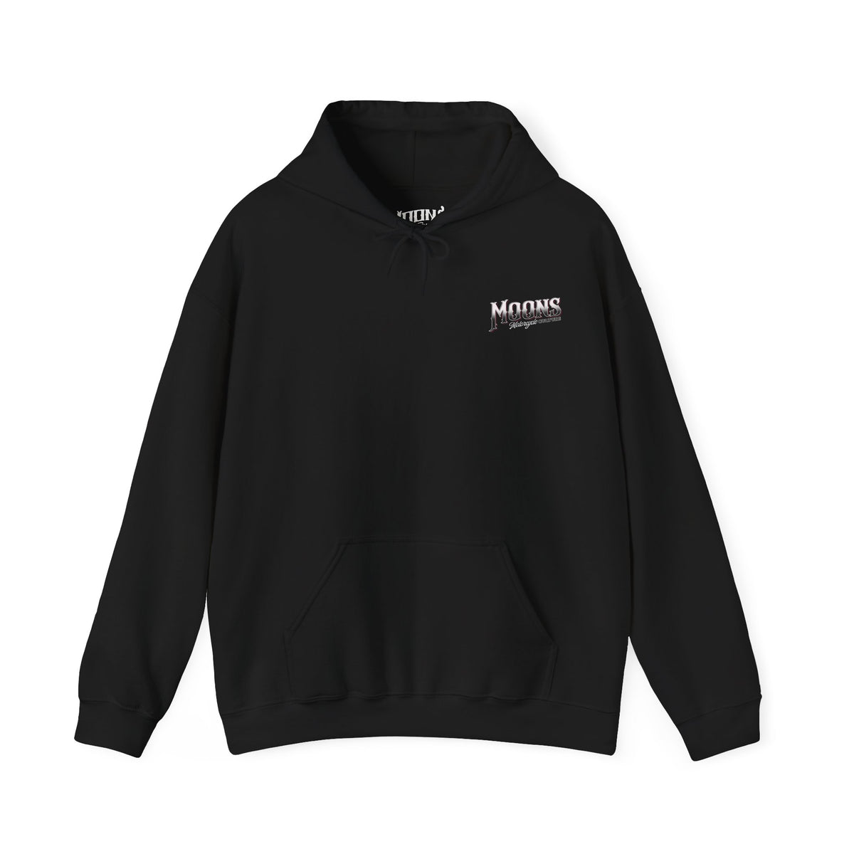 MOONSMC San Juan Capistrano - Mission Dyna Premium Pullover Hoodie: front of the black hoodie with a small chest logo.