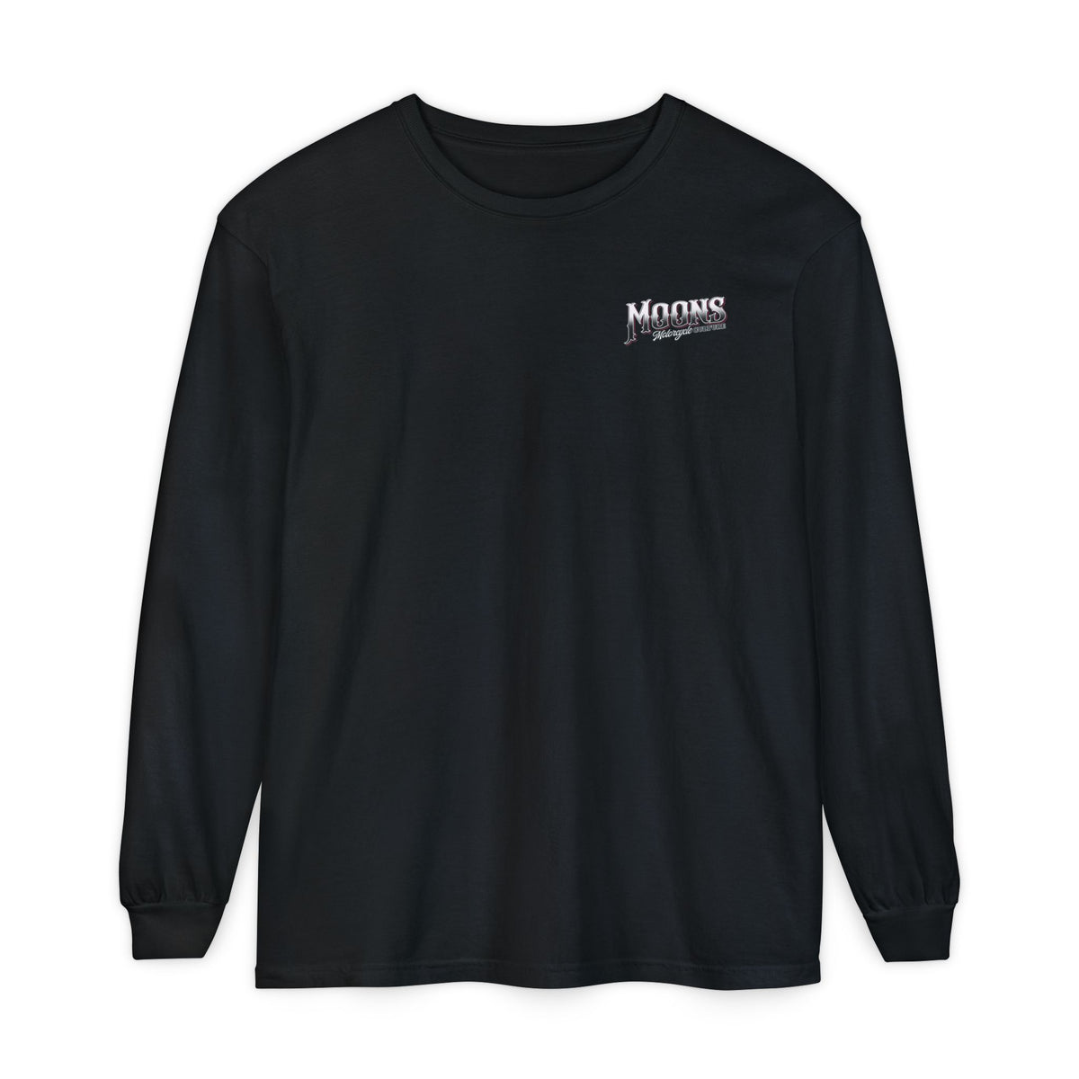 MOONSMC San Juan Capistrano - Mission Dyna Long Sleeve T-Shirt: front of the black long-sleeve shirt with a small chest logo.