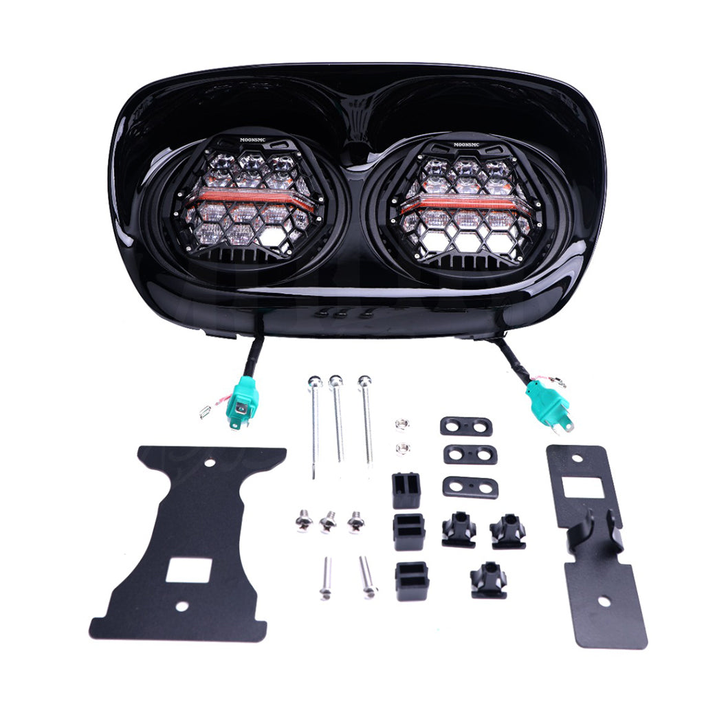 MOONSMC® Road Glide 2002-2013 Dual HexBeam Pro Series LED Headlight