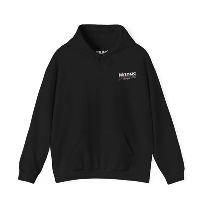 MOONSMC San Juan Capistrano - Mission Dyna Premium Pullover Hoodie: front of the black hoodie with a small chest logo.