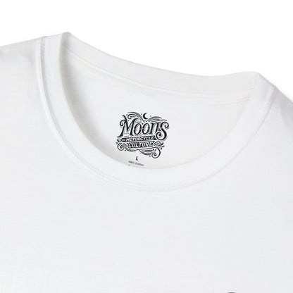 MOONSMC "The Saloon" T-Shirt: close-up of the white neckline and printed neck label.