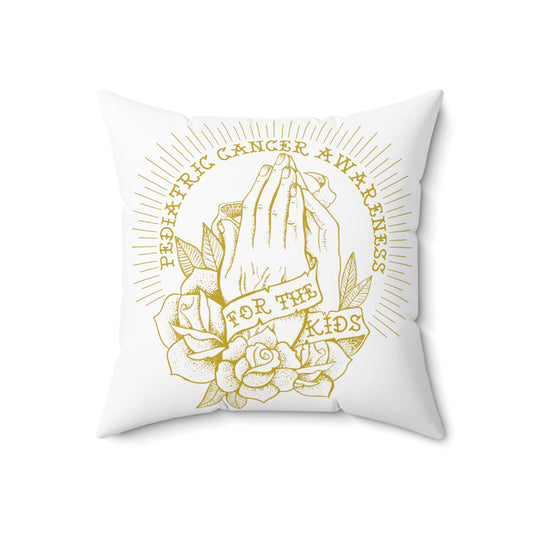 Pediatric Cancer Awareness - For The Kids Gold Logo - Spun Polyester Square Pillow