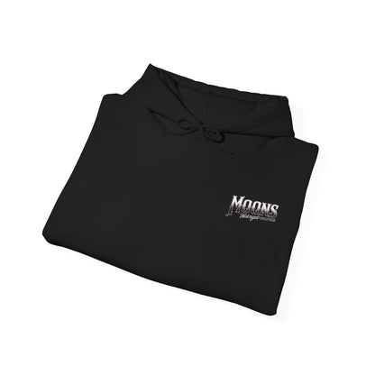 MOONSMC San Juan Capistrano - Mission Dyna Premium Pullover Hoodie: folded black hoodie showing the chest logo.