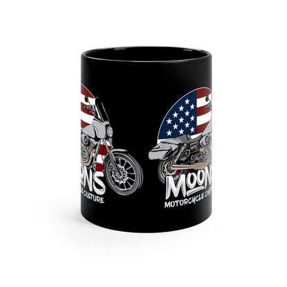 MOONSMC FXDT / T-SPORT MURICA 11oz Black Mug: black mug showing both printed panels.
