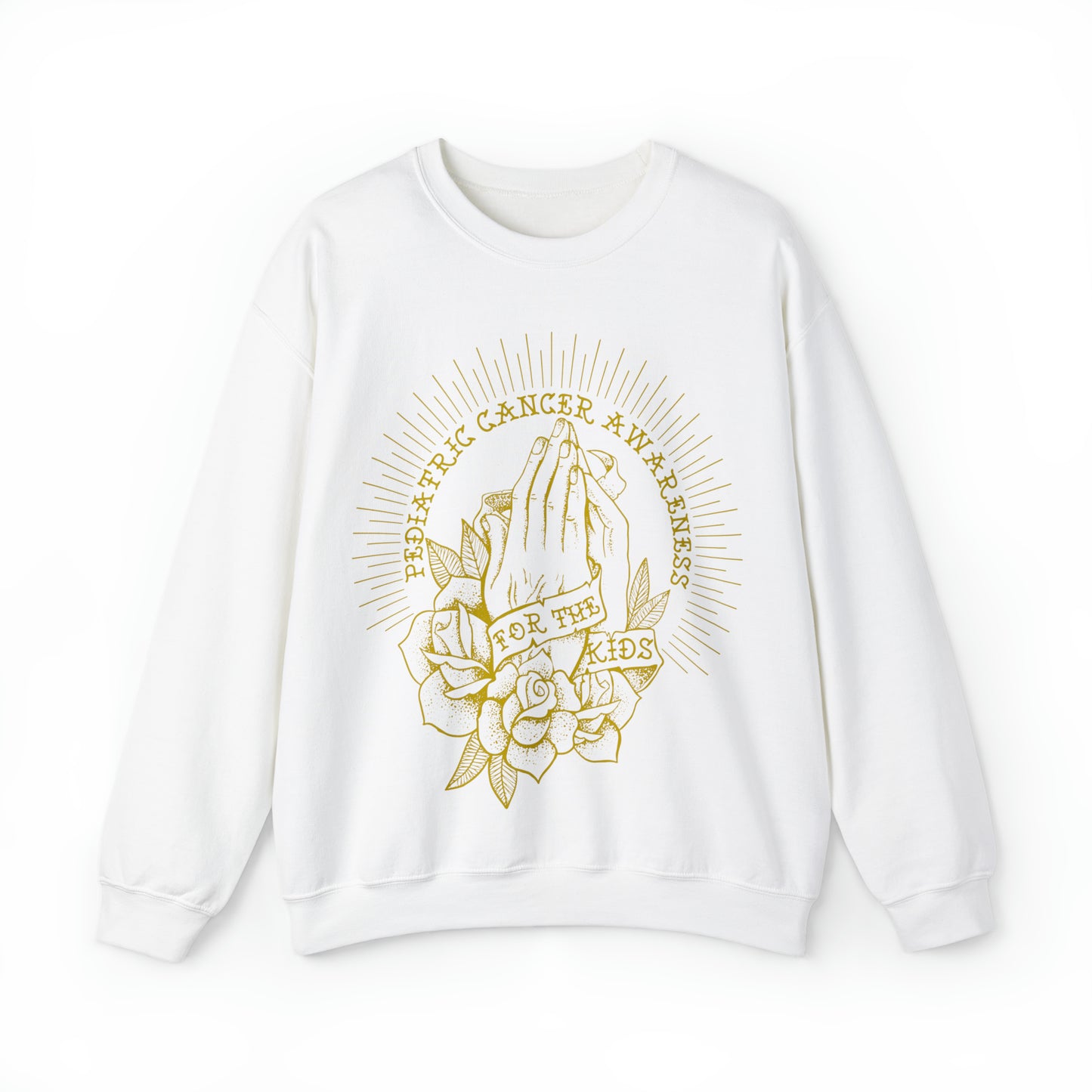 Pediatric Cancer Awareness - For The Kids Gold Logo - Unisex Heavy Blend™ Crewneck Sweatshirt
