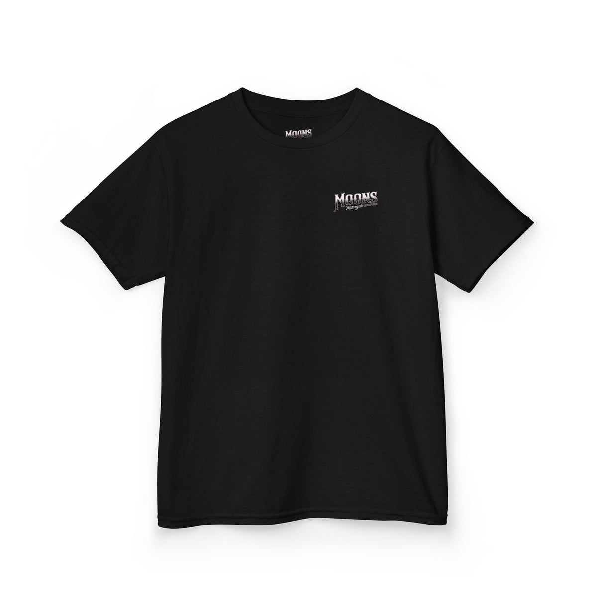 MOONSMC San Juan Capistrano - Mission Dyna Kids Heavyweight Tee: front of the black kids tee with a small chest logo.
