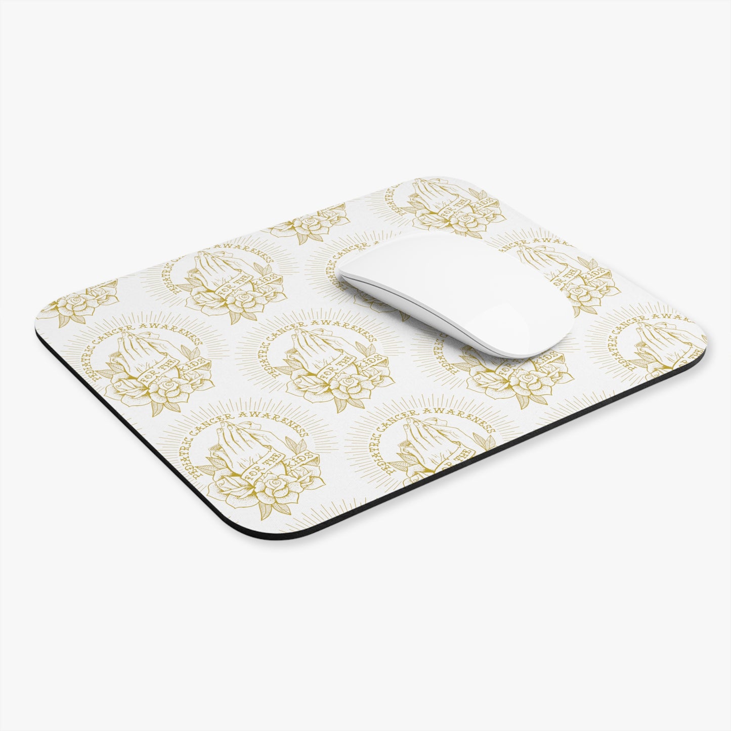 Pediatric Cancer Awareness - For The Kids Gold Logo Mouse Pad (Rectangle)