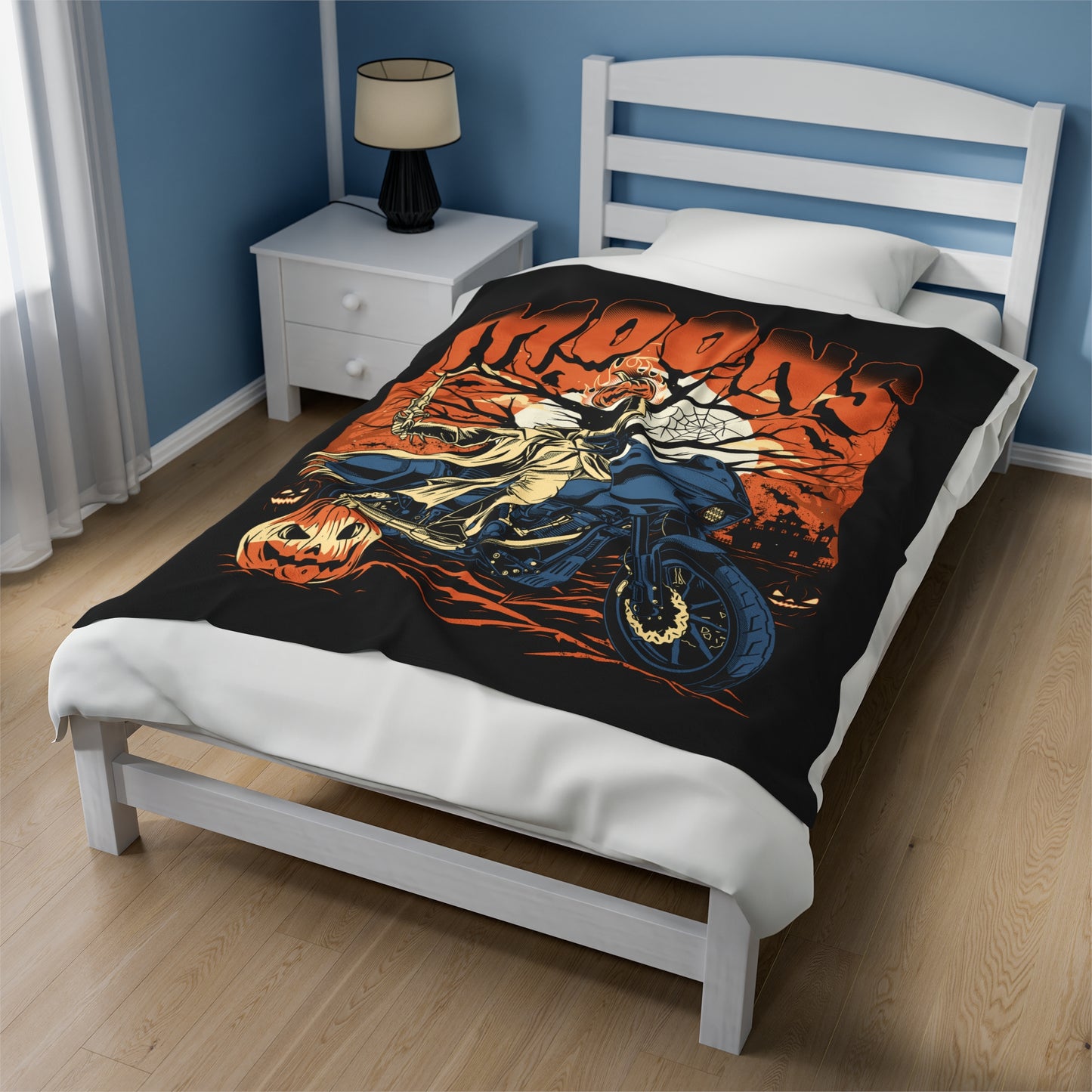 MOONSMC® 2024 Halloween Edition - FXLRST Headless Horsemen Graveyard Orange Velveteen Plush Blanket