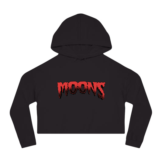 MOONSMC Halloween Logo women’s cropped hooded sweatshirt with red artwork on black