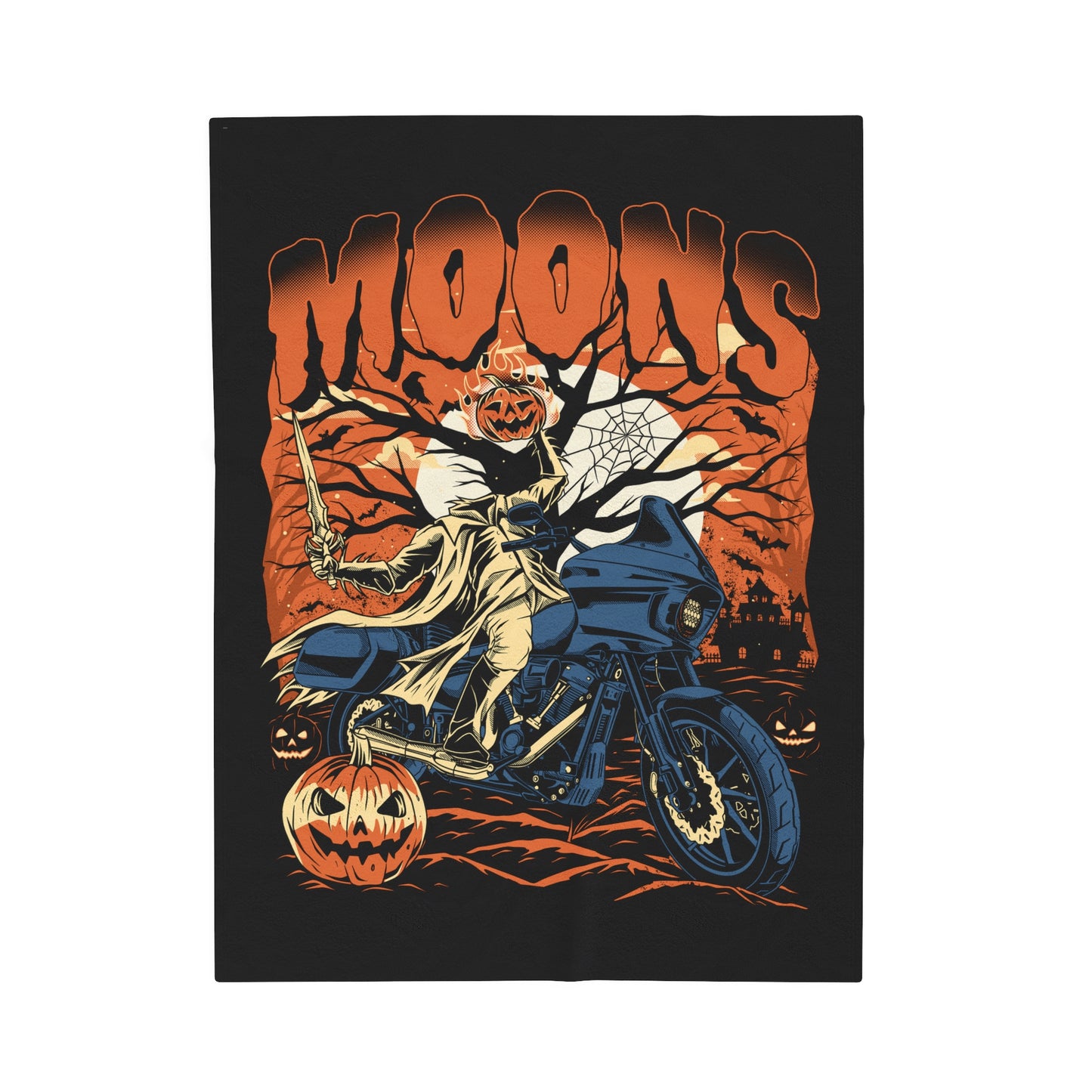 MOONSMC® 2024 Halloween Edition - FXLRST Headless Horsemen Graveyard Orange Velveteen Plush Blanket