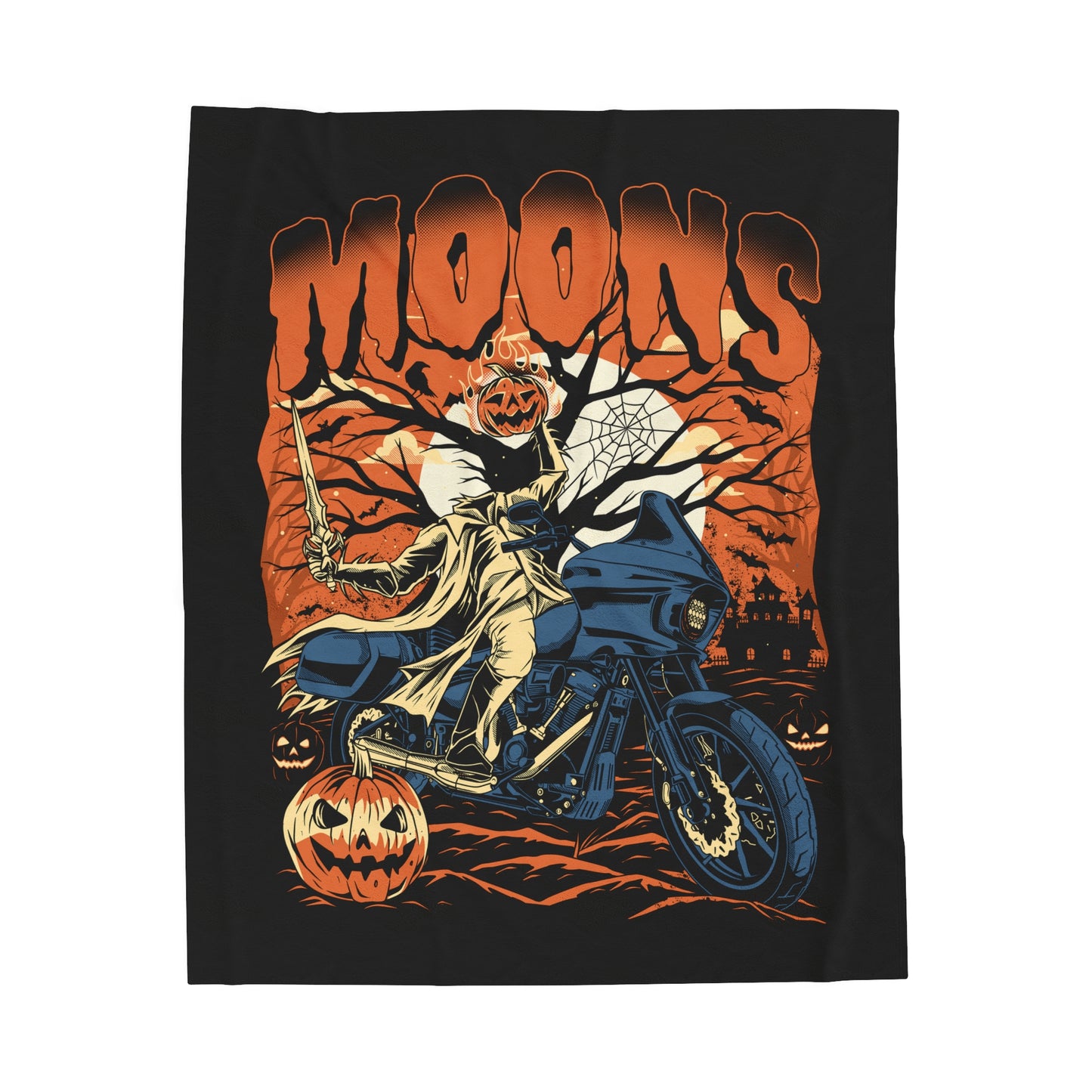 MOONSMC® 2024 Halloween Edition - FXLRST Headless Horsemen Graveyard Orange Velveteen Plush Blanket