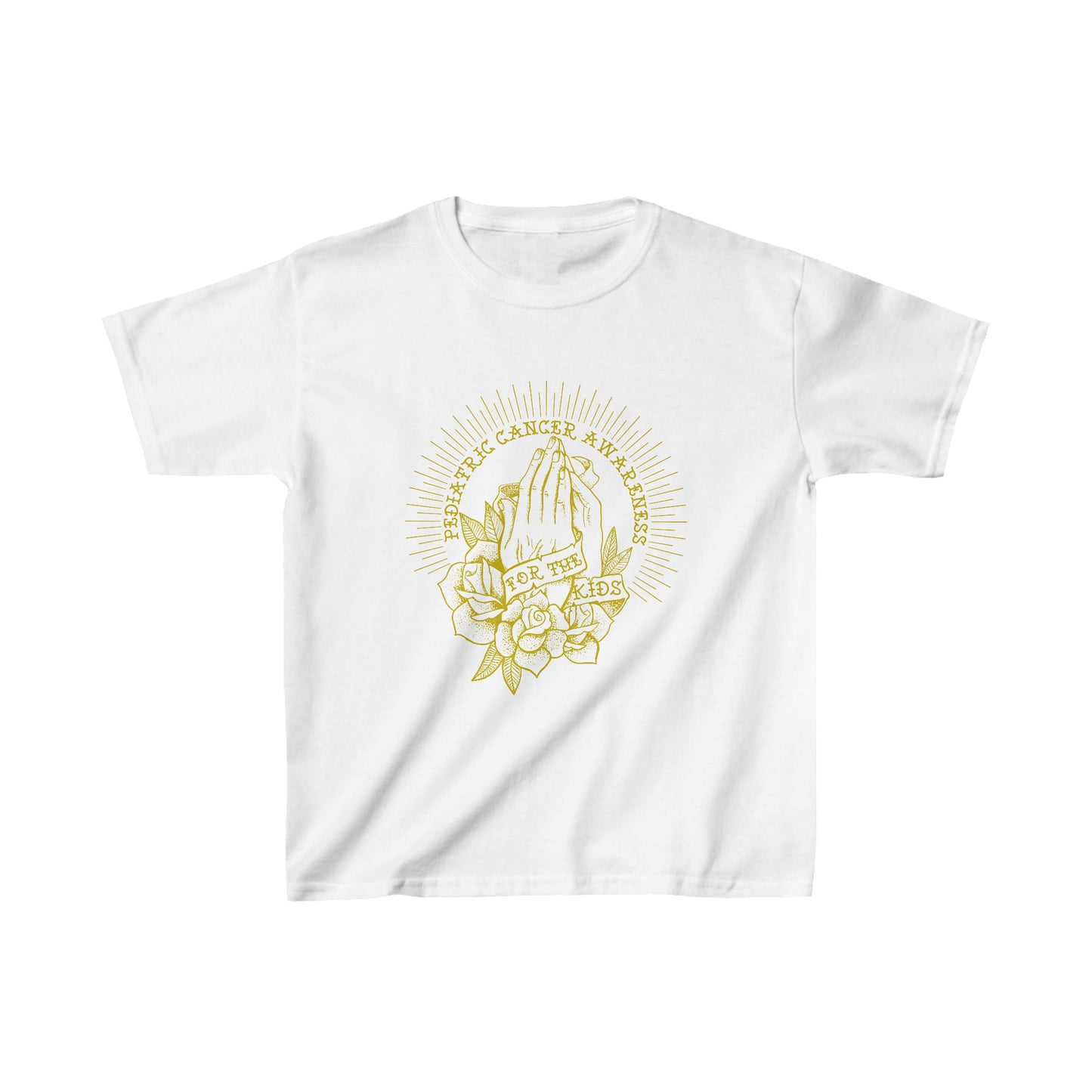 Pediatric Cancer Awareness - For The Kids Gold Logo Kids Heavy Cotton™ Tee