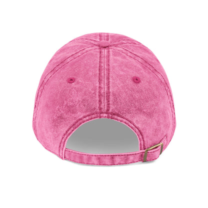 MOONSMC Vintage Badge Embroidered Stone Washed Hat: rear of the pink washed-finish cap showing its adjustable strap.