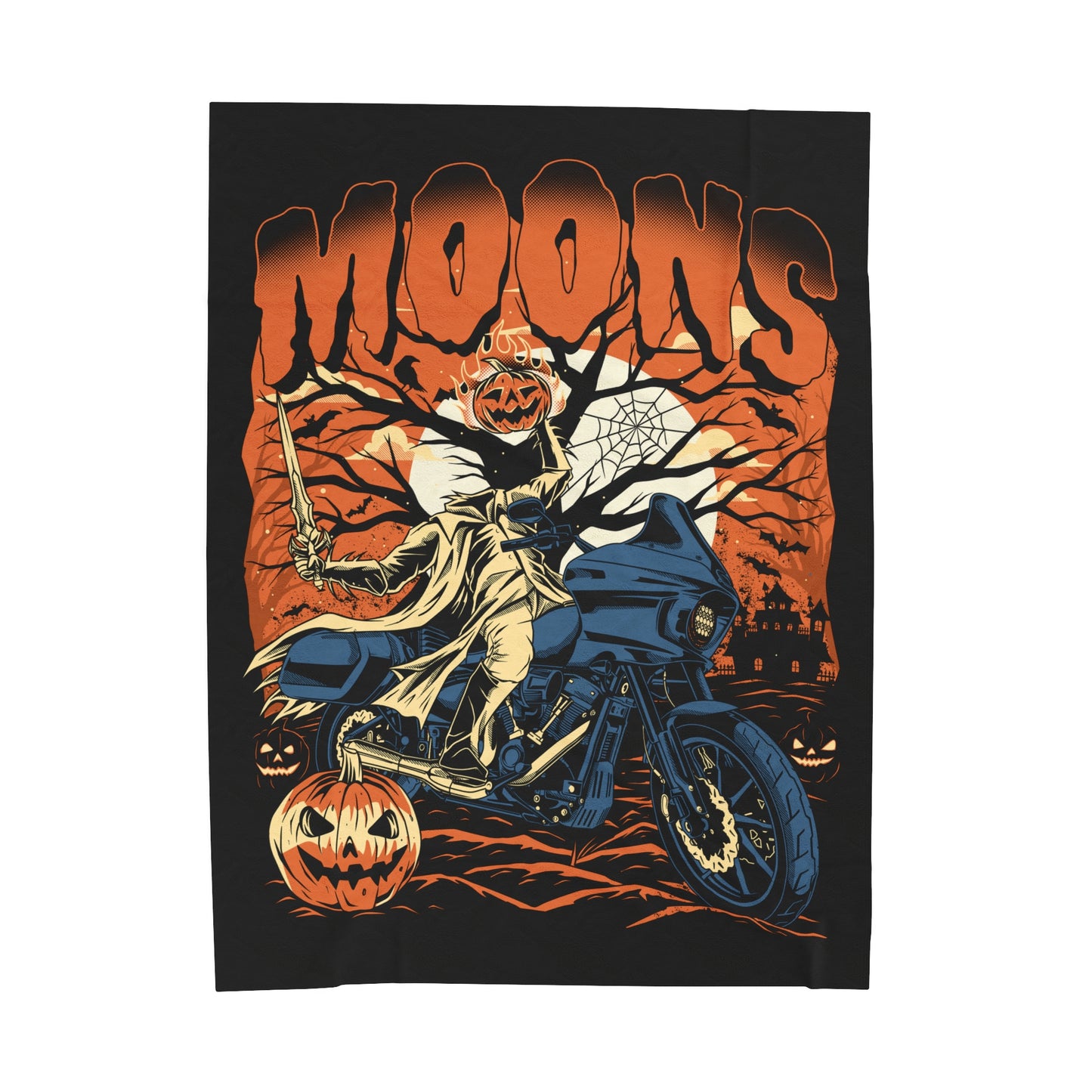 MOONSMC® 2024 Halloween Edition - FXLRST Headless Horsemen Graveyard Orange Velveteen Plush Blanket