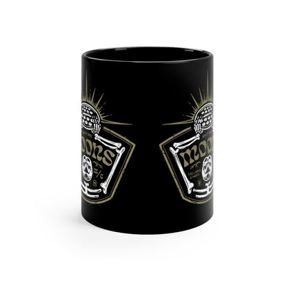 MOONSMC Skeleton - Rise of the Fly Eye 11oz Black Mug: black mug showing both printed graphic panels.