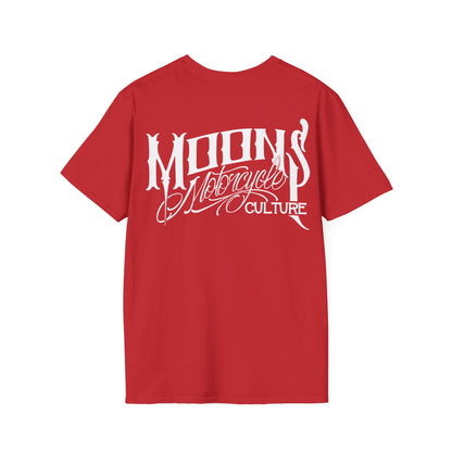 MOONSMC OG Logo T-Shirt: red tee showing the large white back logo.