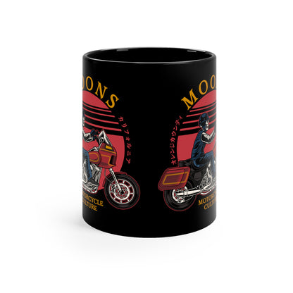 MOONSMC FXRT Sunset 11oz Black Mug: black mug showing both printed panels.