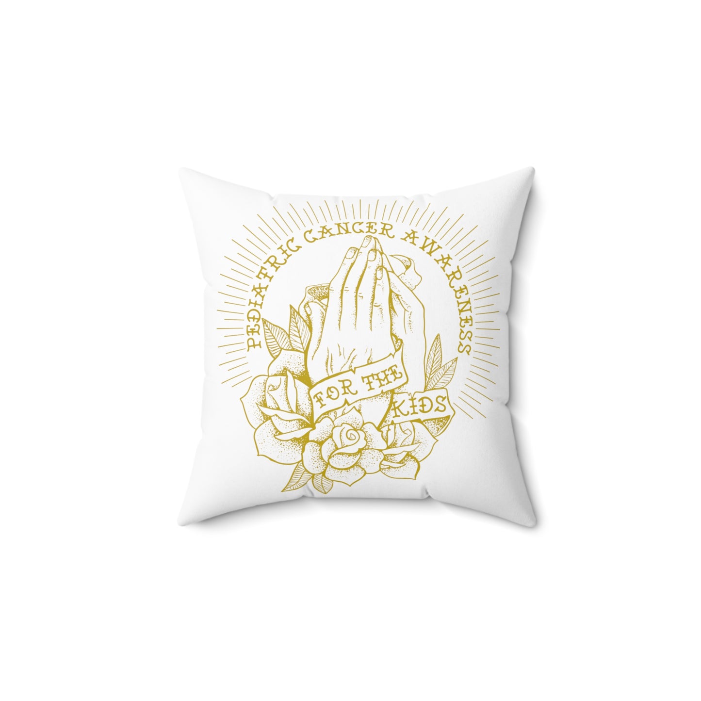 Pediatric Cancer Awareness - For The Kids Gold Logo - Spun Polyester Square Pillow