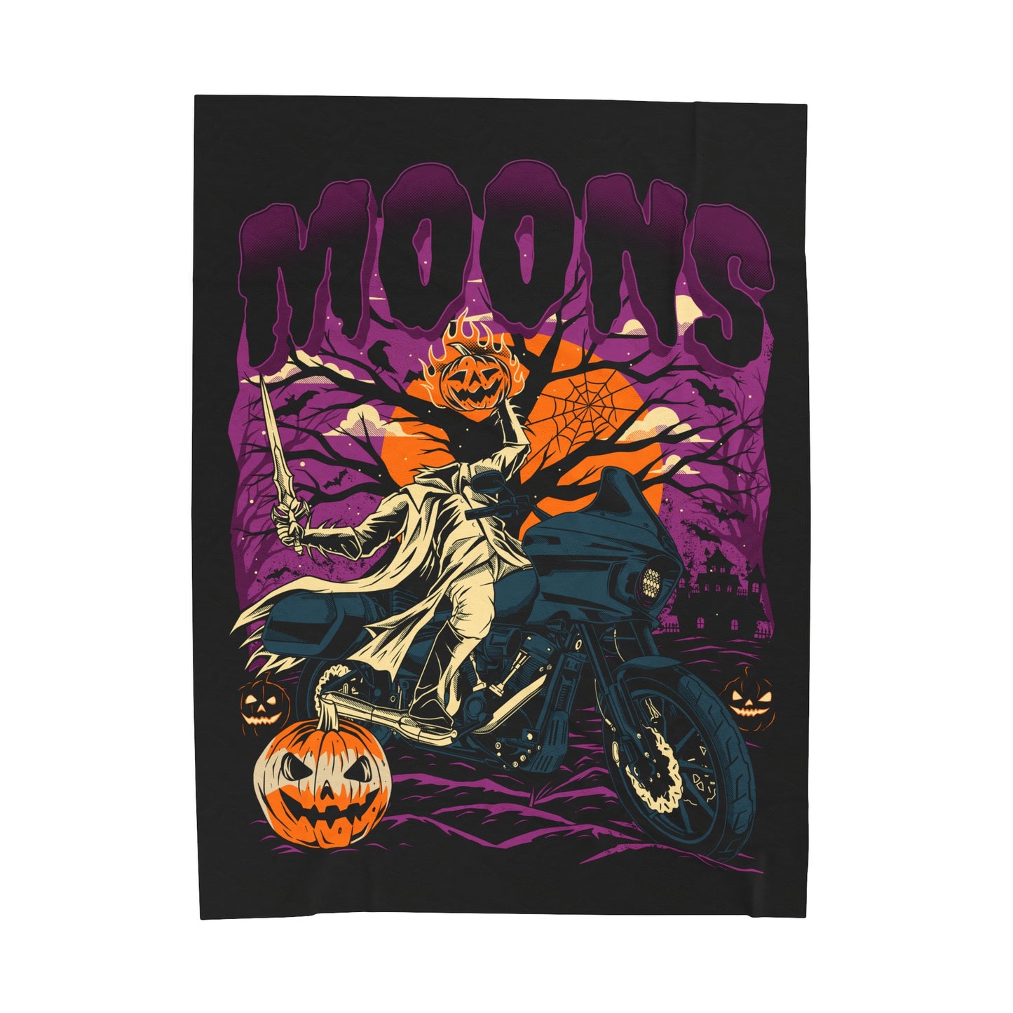 MOONSMC® 2024 Halloween Edition - FXLRST Headless Horsemen Graveyard Purple Velveteen Plush Blanket