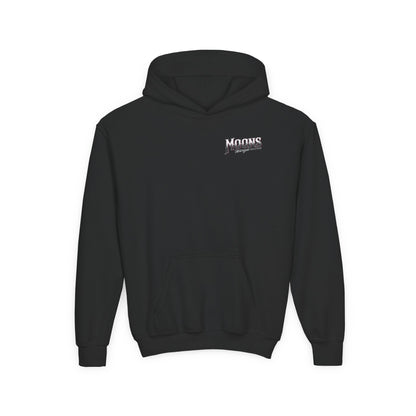 MOONSMC San Juan Capistrano - Mission Dyna Youth Hoodie: front of the dark youth hoodie with a small chest logo.
