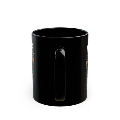 MOONSMC San Juan Capistrano - Mission Dyna Coffee Mug: black mug viewed directly toward the handle.