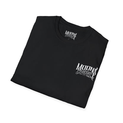 MOONSMC FXRT Sunset T-Shirt: folded black tee showing the chest logo.