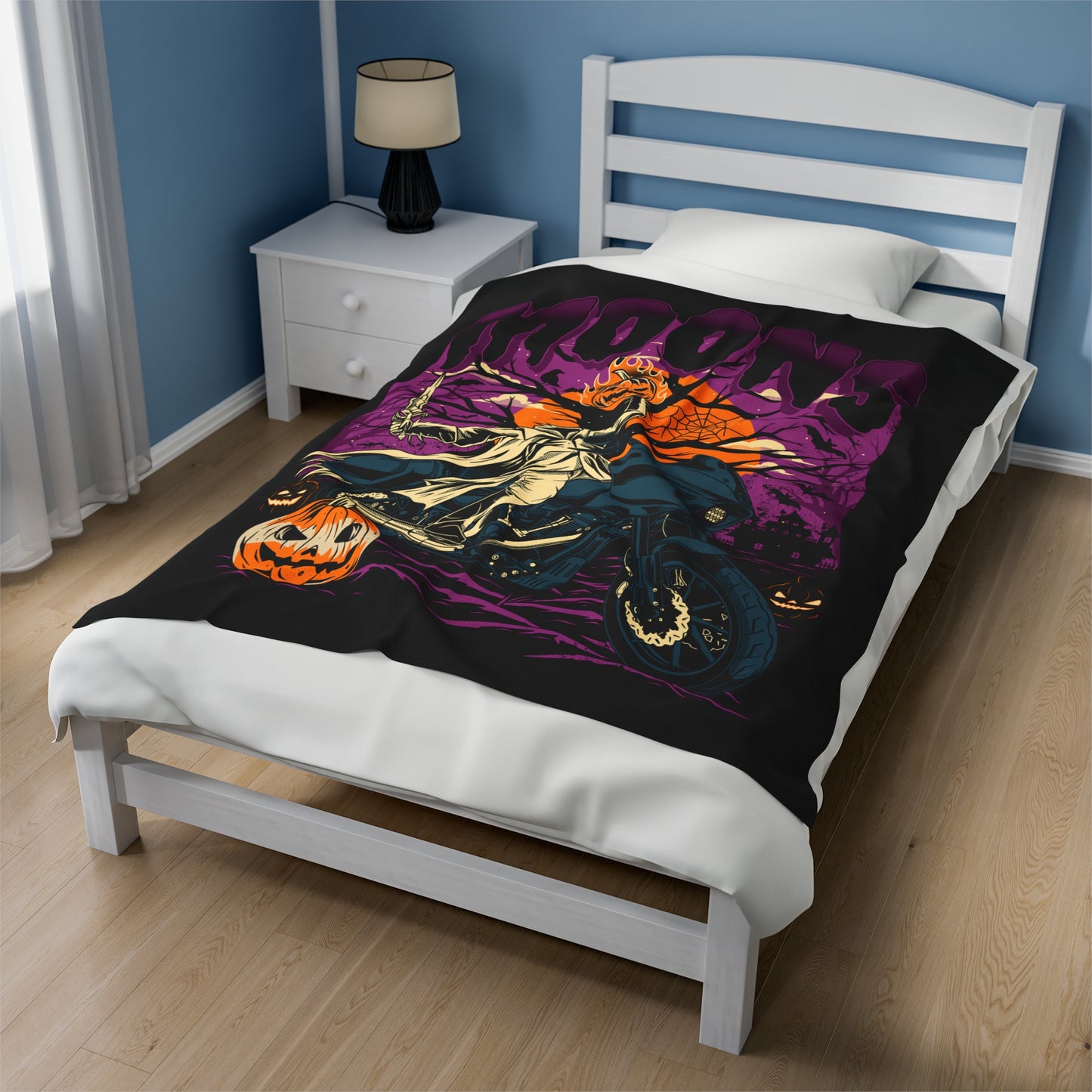 MOONSMC® 2024 Halloween Edition - FXLRST Headless Horsemen Graveyard Purple Velveteen Plush Blanket