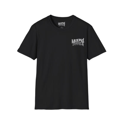 MOONSMC OG Logo T-Shirt: front view in black with a small chest logo.