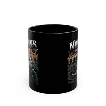 MOONSMC San Juan Capistrano - Mission Dyna Coffee Mug: black mug showing the gap between printed panels.