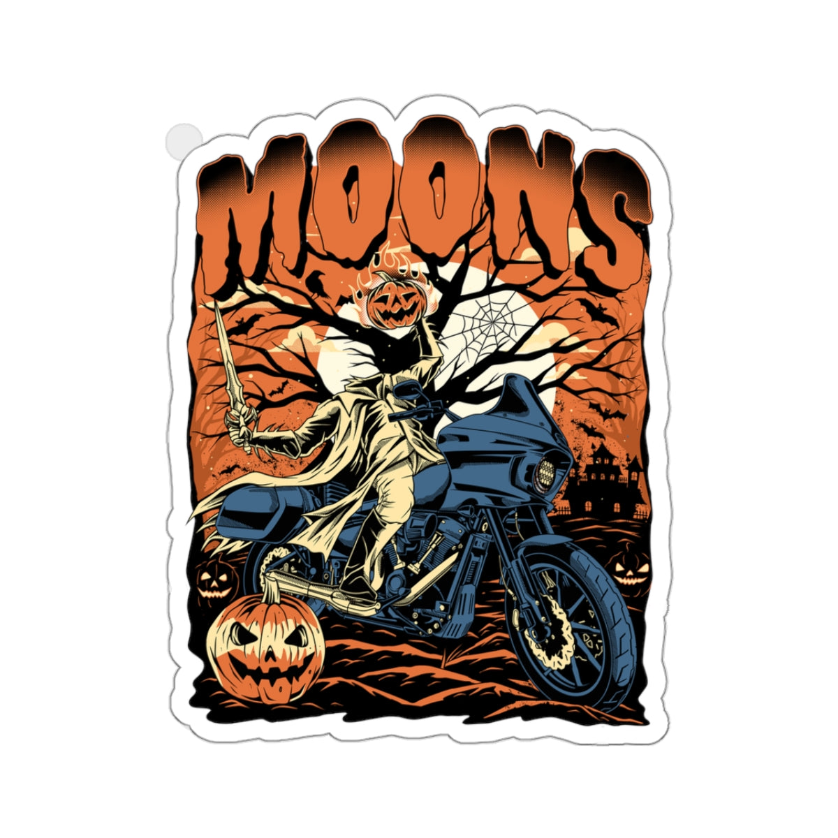 MOONSMC® 2024 Halloween Edition - FXLRST Headless Horsemen Graveyard Die Cut Sticker Orange