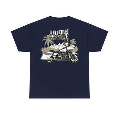 Navy MOONSMC Road Glide Special T-shirt showing the large motorcycle back graphic.