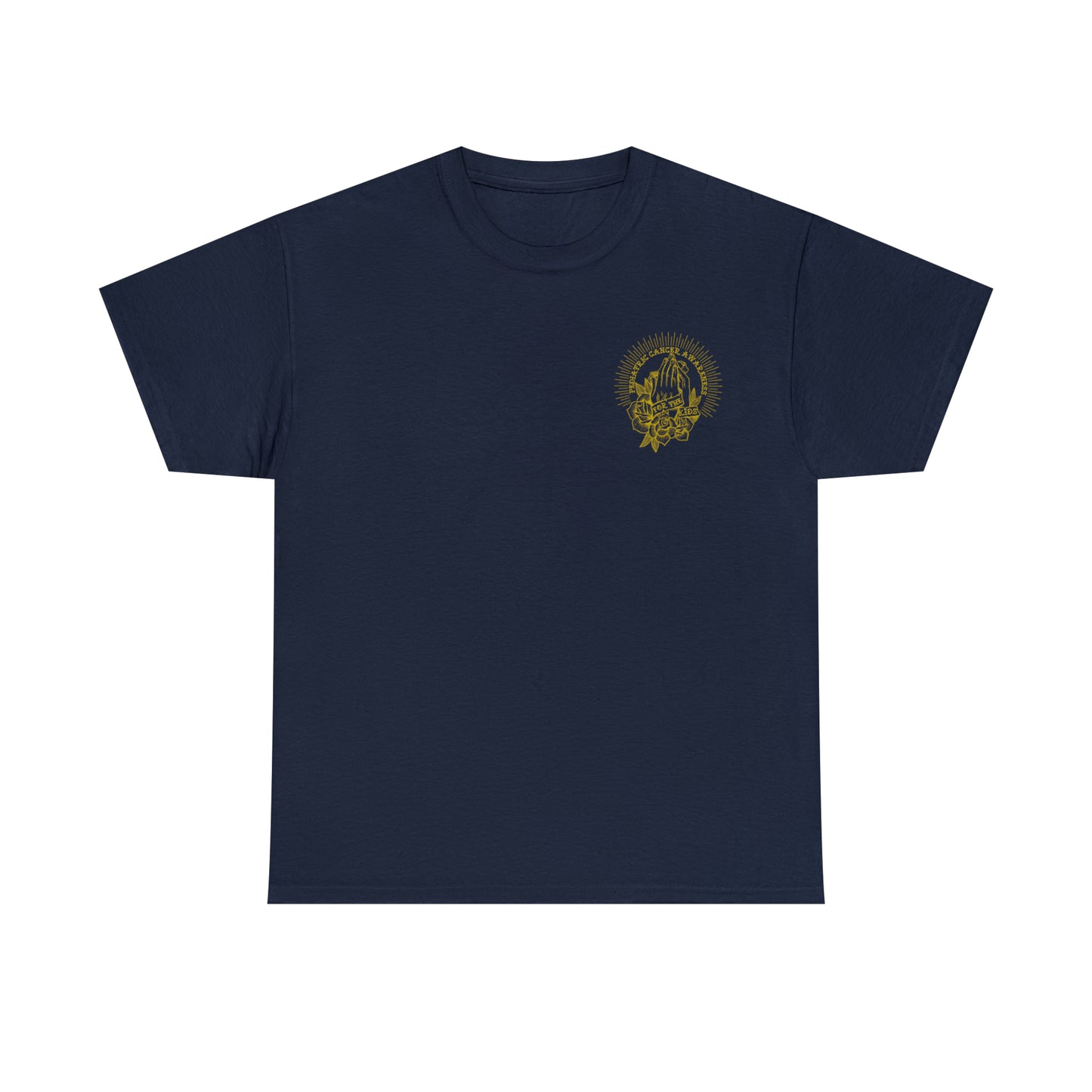 Pediatric Cancer Awareness - For The Kids Gold Logo Unisex Heavy Cotton Tee