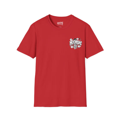 MOONSMC Urban Drip Graffiti Style T-Shirt: front of the red tee with a small chest graphic.