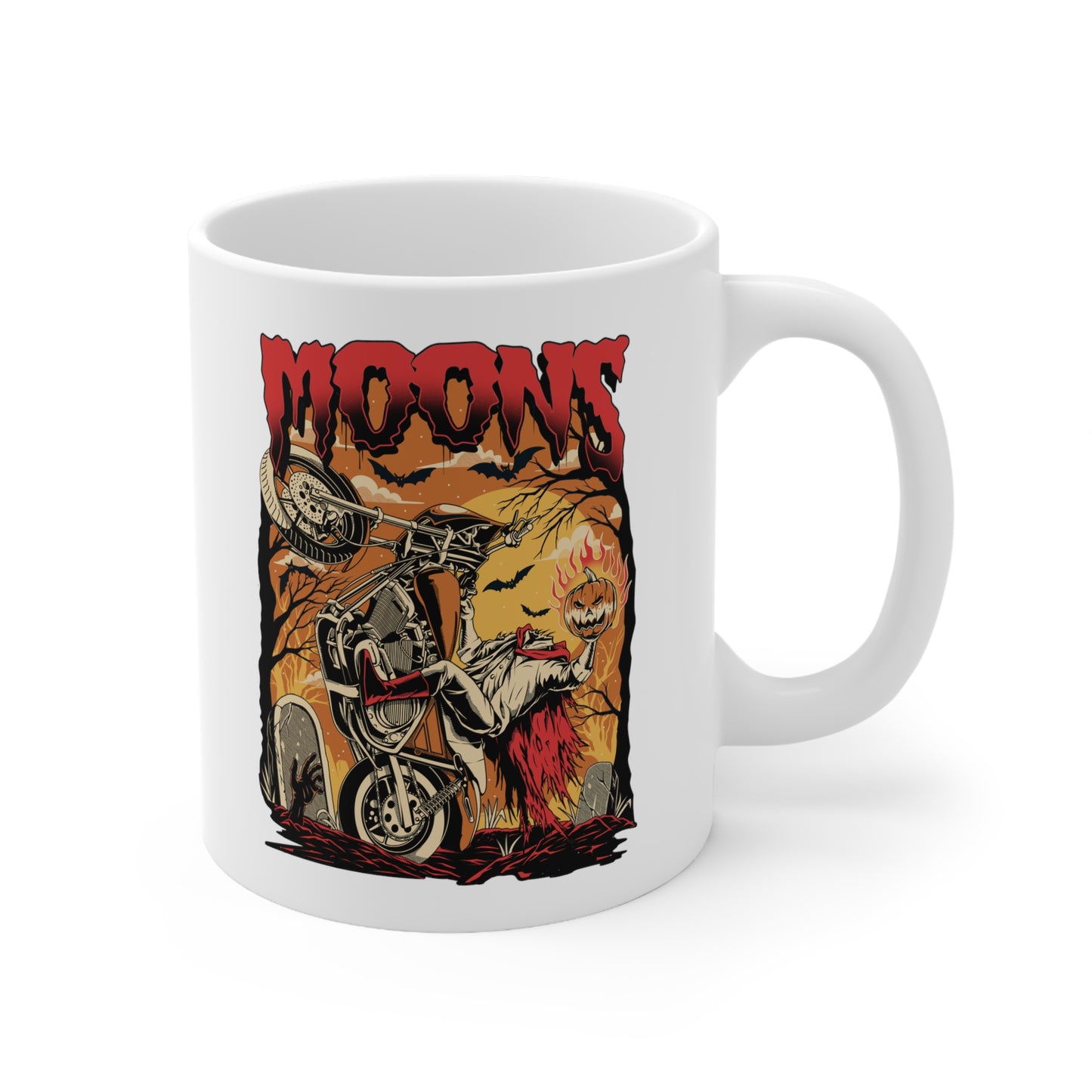 MOONSMC® FXR Headless Horsemen Graveyard Wheelie Ceramic Mug 11oz Red
