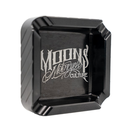 MOONSMC "The Diplomat" Cigar Ashtray: angled upright view in black.