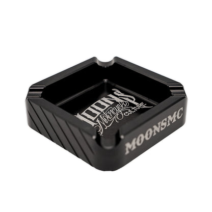 MOONSMC "The Diplomat" Cigar Ashtray: angled top view in black showing the cigar rests.