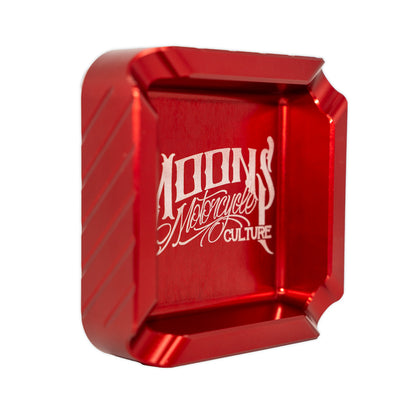 MOONSMC "The Diplomat" Cigar Ashtray: angled upright view in red.