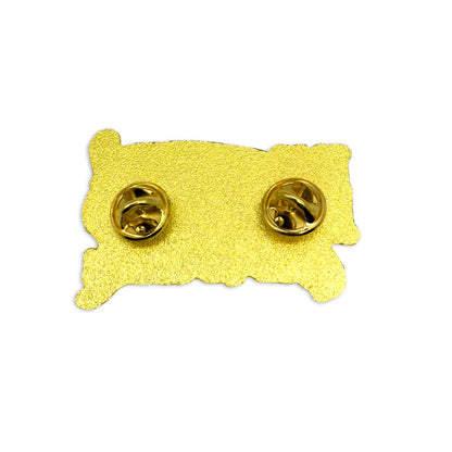MOONSMC OG Logo Black & Gold Enamel Collector Pin: gold-colored back of the pin with two clasps.