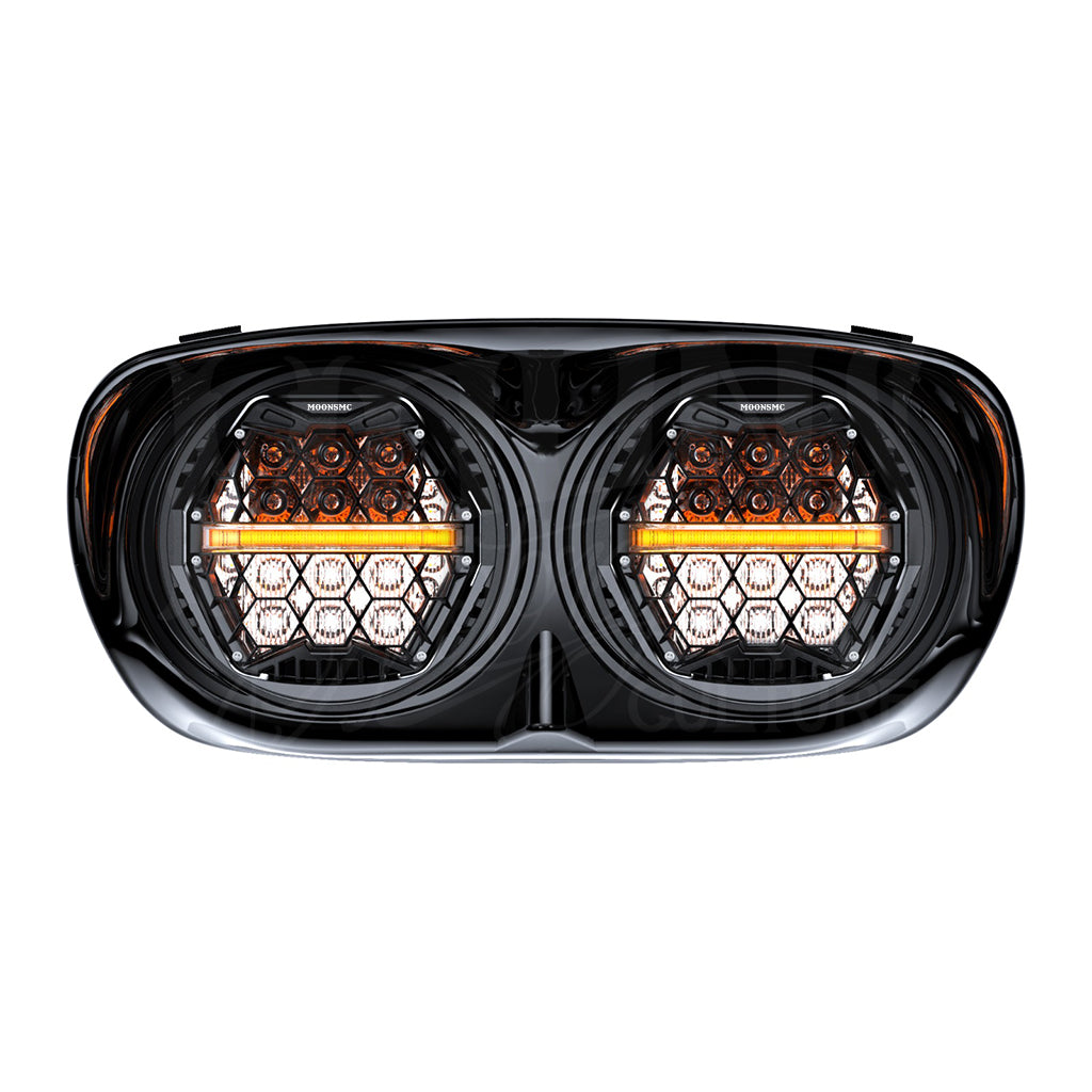 MOONSMC® Road Glide 2002-2013 Dual HexBeam Pro Series LED Headlight