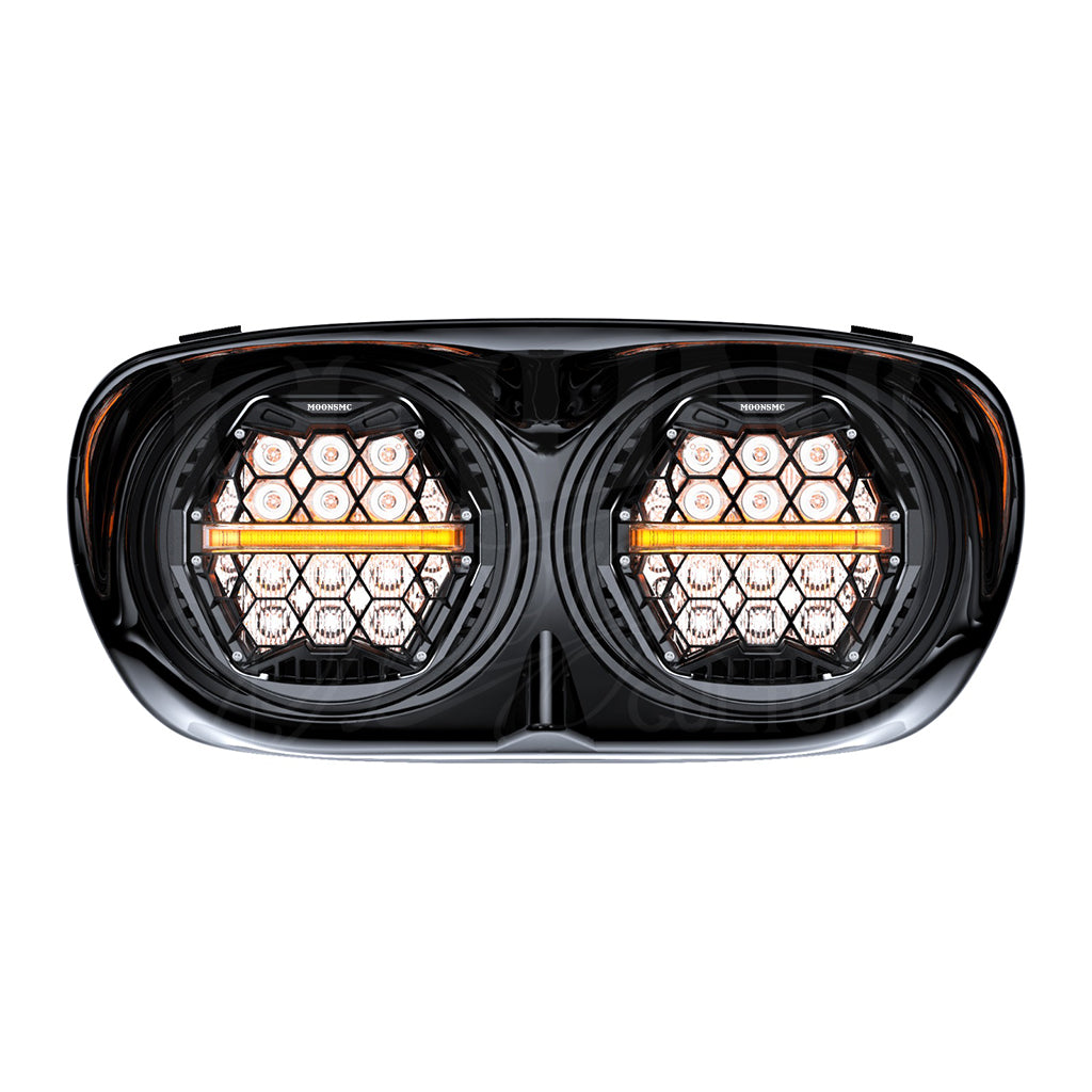 MOONSMC® Road Glide 2002-2013 Dual HexBeam Pro Series LED Headlight
