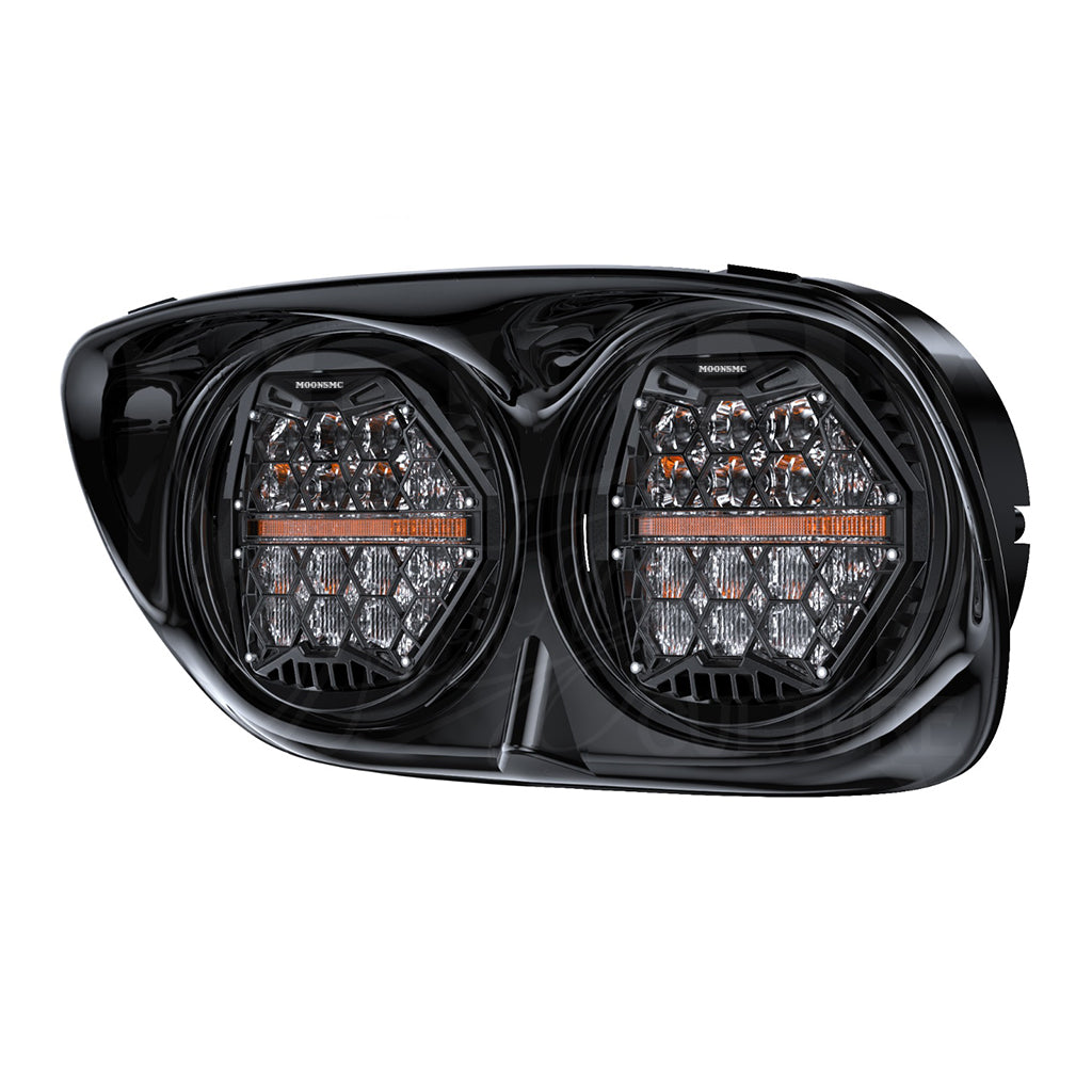 MOONSMC® Road Glide 2002-2013 Dual HexBeam Pro Series LED Headlight
