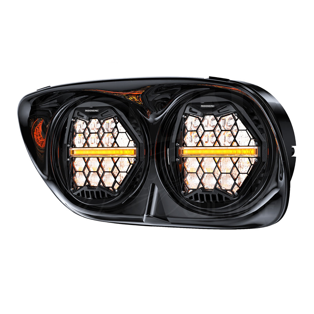 MOONSMC® Road Glide 2002-2013 Dual HexBeam Pro Series LED Headlight