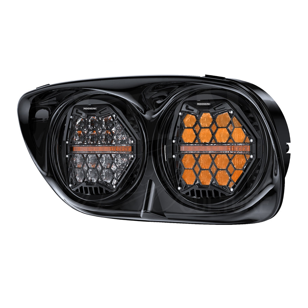MOONSMC® Road Glide 2002-2013 Dual HexBeam Pro Series LED Headlight