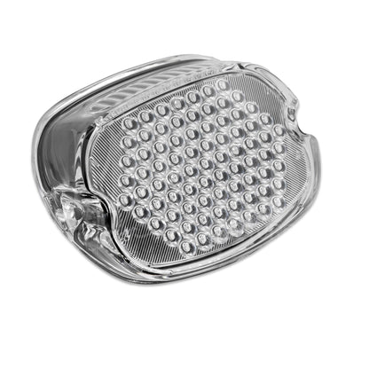 Angled view of the MOONSMC Low Profile V4 tail light with a clear lens and visible LED array.