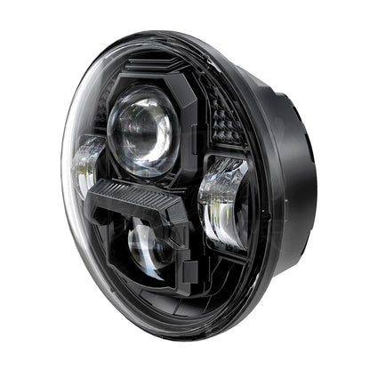 Side view of the MOONSMC 5.75-inch OG Moonmaker V4 headlight showing the depth of its black housing.