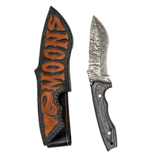 MOONSMC® Brown Logo Damascus Kukri Style Knife