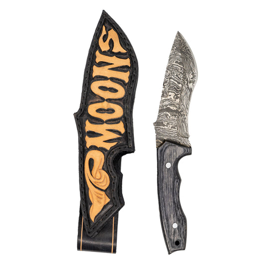MOONSMC® Tan Logo Damascus Kukri Style Knife