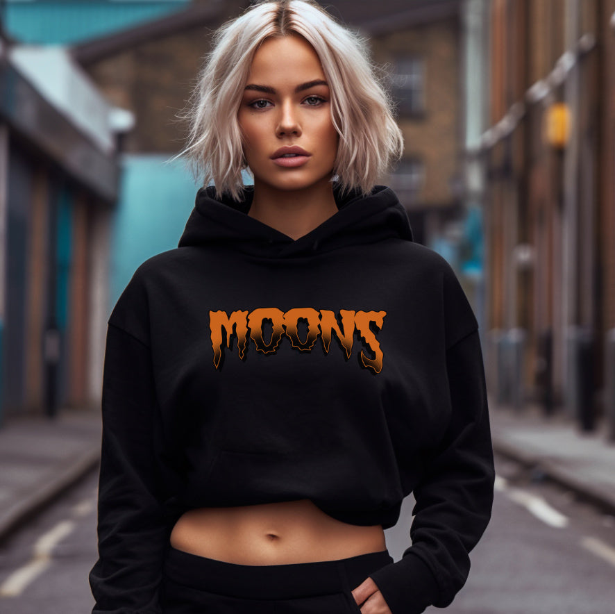MOONSMC® Limited Edition Halloween Logo - Orange Women’s Cropped Hooded Sweatshirt