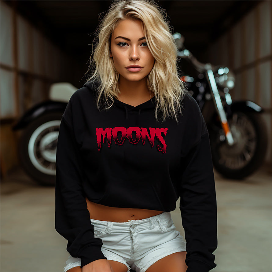 MOONSMC® Limited Edition Halloween Logo - Red Women’s Cropped Hooded Sweatshirt