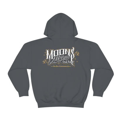 MOONSMC San Juan Capo OG Logo Hooded Sweatshirt: dark gray hoodie showing the large logo.